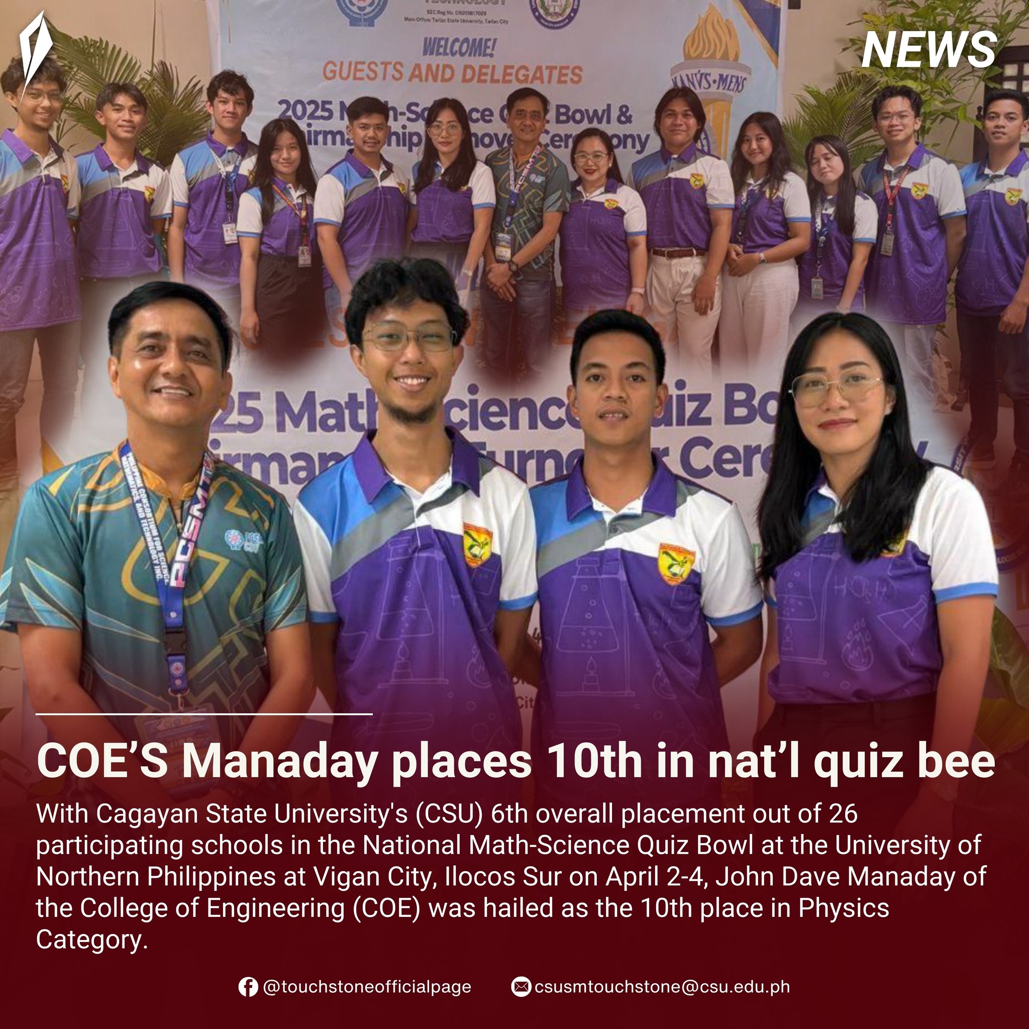 COE's Manaday places 10th in national quiz bowl.